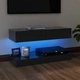 ТВ шкаф с LED осветление, сив, 90x35 см