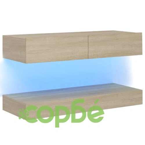 ТВ шкаф с LED осветление, дъб сонома, 90x35 см ➤ топ цена ➤ sorbe.bg