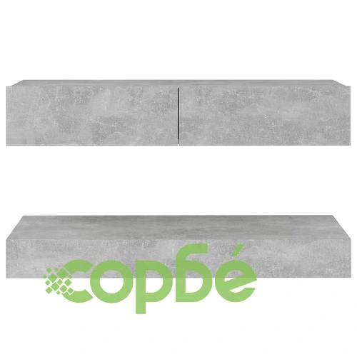 ТВ шкаф с LED осветление, бетонно сив, 90x35 см ➤ топ цена ➤ sorbe.bg