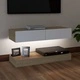 ТВ шкаф с LED осветление, бяло и дъб сонома, 90x35 см ТВ шкаф с LED осветление, бяло и дъб сонома, 90x35 см