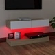 ТВ шкаф с LED осветление, бяло и дъб сонома, 90x35 см ТВ шкаф с LED осветление, бяло и дъб сонома, 90x35 см
