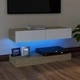 ТВ шкаф с LED осветление, бяло и дъб сонома, 90x35 см ТВ шкаф с LED осветление, бяло и дъб сонома, 90x35 см