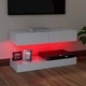 ТВ шкаф с LED осветление, бял гланц, 90x35 см