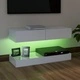 ТВ шкаф с LED осветление, бял гланц, 90x35 см