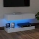 ТВ шкаф с LED осветление, бял гланц, 90x35 см