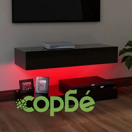 ТВ шкаф с LED осветление, черен гланц, 90x35 см на топ цена от sorbe.bg ТВ шкаф с LED осветление, черен гланц, 90x35 см ➤ топ цена ➤ sorbe.bg