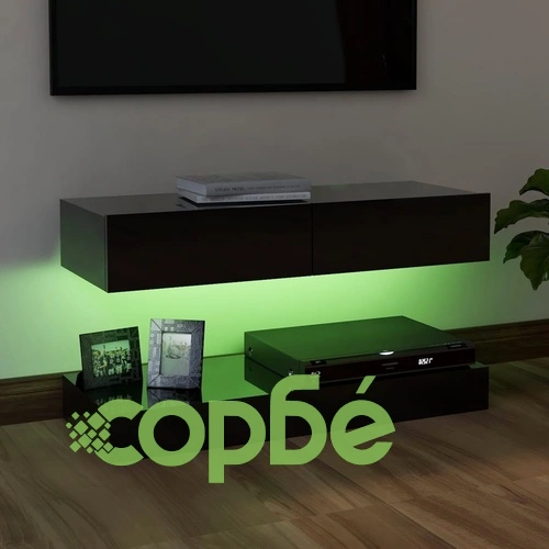 ТВ шкаф с LED осветление, черен гланц, 90x35 см на топ цена от sorbe.bg ТВ шкаф с LED осветление, черен гланц, 90x35 см ➤ топ цена ➤ sorbe.bg