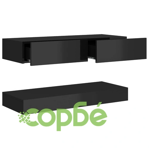 ТВ шкаф с LED осветление, черен гланц, 90x35 см на топ цена от sorbe.bg ТВ шкаф с LED осветление, черен гланц, 90x35 см ➤ топ цена ➤ sorbe.bg