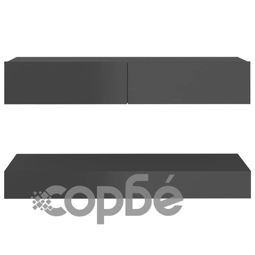ТВ шкаф с LED осветление, сив гланц, 90x35 см ➤ топ цена ➤ sorbe.bg