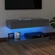 ТВ шкаф с LED осветление, сив гланц, 90x35 см