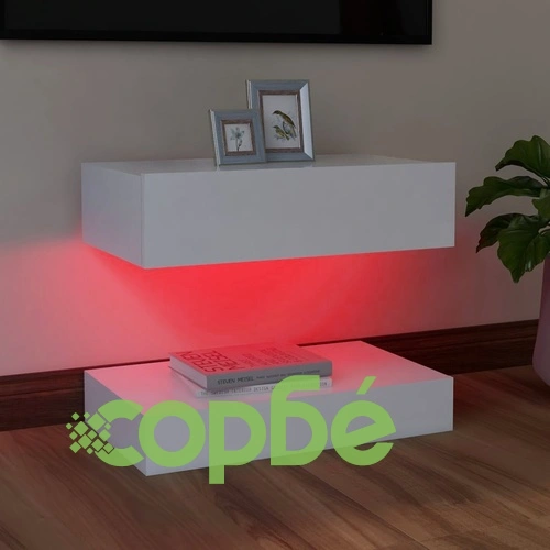 ТВ шкаф с LED осветление, бял, 60x35 см на топ цена от sorbe.bg ТВ шкаф с LED осветление, бял, 60x35 см ➤ топ цена ➤ sorbe.bg