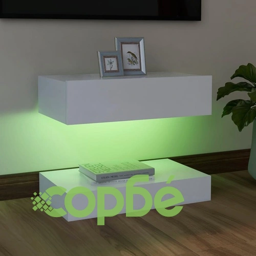 ТВ шкаф с LED осветление, бял, 60x35 см на топ цена от sorbe.bg ТВ шкаф с LED осветление, бял, 60x35 см ➤ топ цена ➤ sorbe.bg