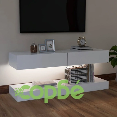 ТВ шкафове с LED осветление, 2 бр, бели, 60x35 см ➤ топ цена ➤ sorbe.bg