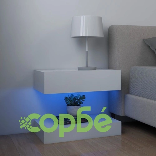 ТВ шкафове с LED осветление, 2 бр, бели, 60x35 см ➤ топ цена ➤ sorbe.bg