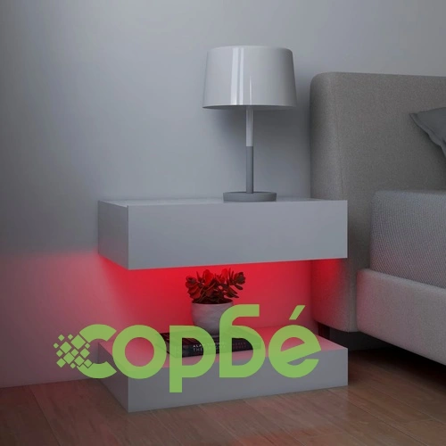 ТВ шкафове с LED осветление, 2 бр, бели, 60x35 см ➤ топ цена ➤ sorbe.bg