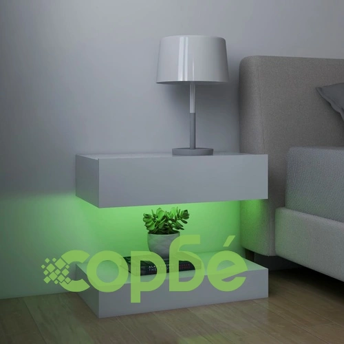 ТВ шкафове с LED осветление, 2 бр, бели, 60x35 см ➤ топ цена ➤ sorbe.bg
