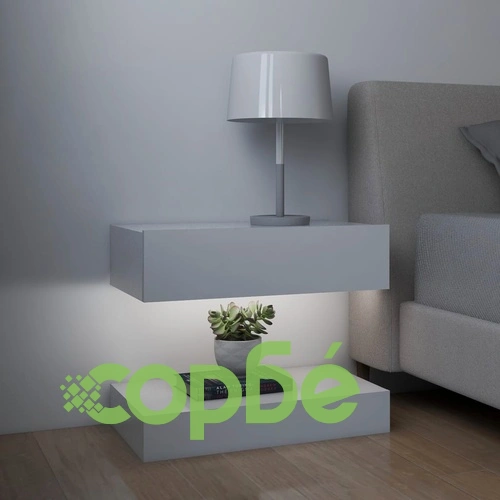 ТВ шкафове с LED осветление, 2 бр, бели, 60x35 см ➤ топ цена ➤ sorbe.bg