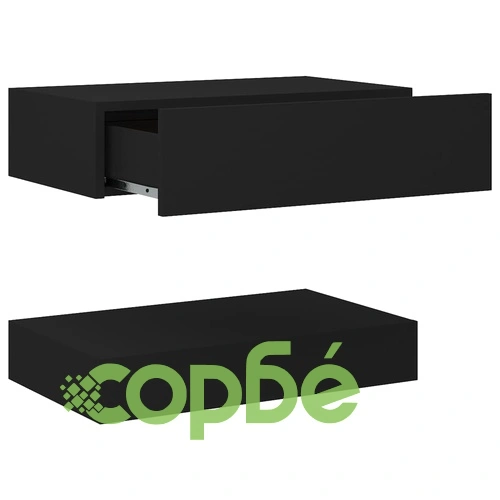 ТВ шкаф с LED осветление, черен, 60x35 см ➤ топ цена ➤ sorbe.bg