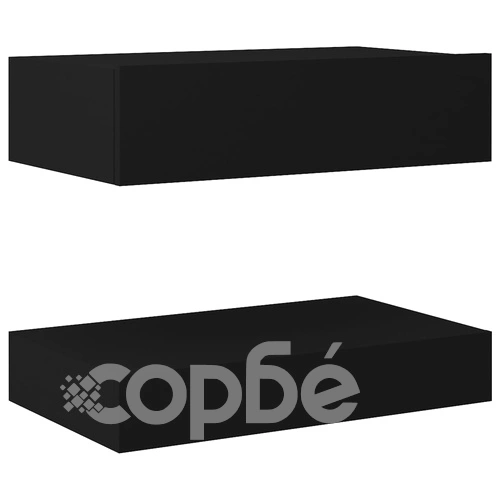 ТВ шкаф с LED осветление, черен, 60x35 см ➤ топ цена ➤ sorbe.bg