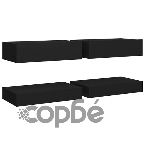 ТВ шкафове с LED осветление, 2 бр, черни, 60x35 см ➤ топ цена ➤ sorbe.bg