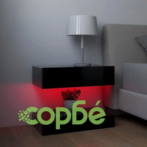 ТВ шкафове с LED осветление, 2 бр, черни, 60x35 см ➤ топ цена ➤ sorbe.bg