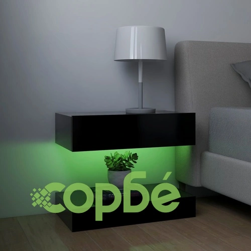 ТВ шкафове с LED осветление, 2 бр, черни, 60x35 см ➤ топ цена ➤ sorbe.bg