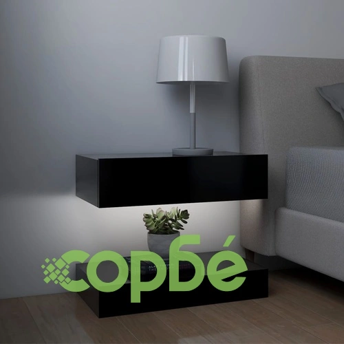 ТВ шкафове с LED осветление, 2 бр, черни, 60x35 см ➤ топ цена ➤ sorbe.bg