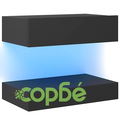 ТВ шкаф с LED осветление, сив, 60x35 см ➤ топ цена ➤ sorbe.bg