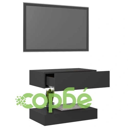ТВ шкаф с LED осветление, сив, 60x35 см ➤ топ цена ➤ sorbe.bg