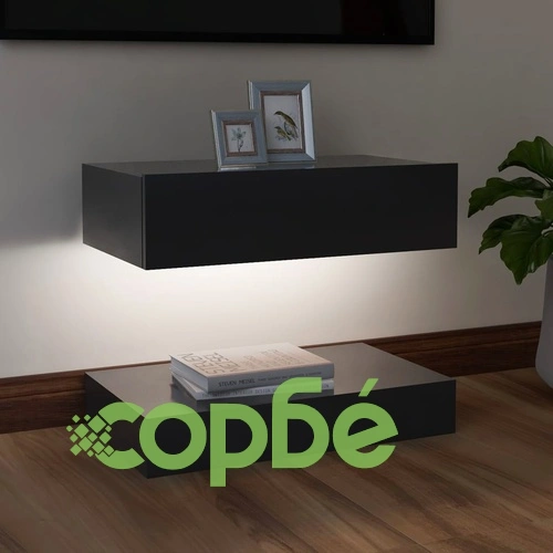 ТВ шкаф с LED осветление, сив, 60x35 см ➤ топ цена ➤ sorbe.bg