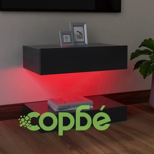 ТВ шкаф с LED осветление, сив, 60x35 см ➤ топ цена ➤ sorbe.bg
