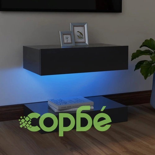 ТВ шкаф с LED осветление, сив, 60x35 см ➤ топ цена ➤ sorbe.bg