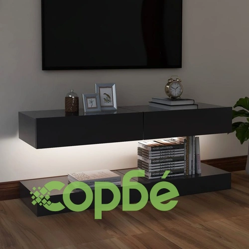 ТВ шкафове с LED осветление, 2 бр, сиви, 60x35 см ➤ топ цена ➤ sorbe.bg