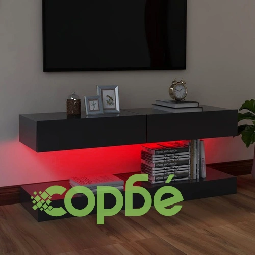 ТВ шкафове с LED осветление, 2 бр, сиви, 60x35 см ➤ топ цена ➤ sorbe.bg