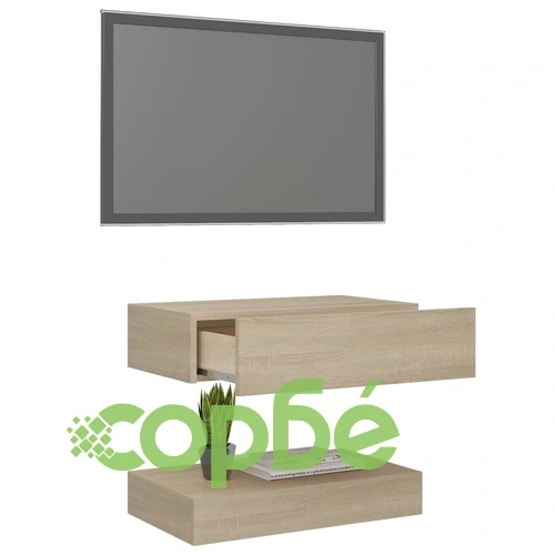 ТВ шкаф с LED осветление, дъб сонома, 60x35 см ➤ топ цена ➤ sorbe.bg