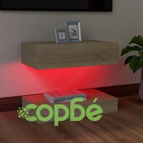 ТВ шкаф с LED осветление, дъб сонома, 60x35 см ➤ топ цена ➤ sorbe.bg