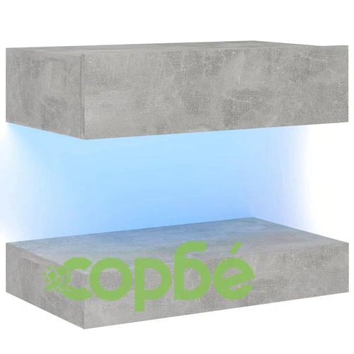 ТВ шкаф с LED осветление, бетонно сив, 60x35 см ➤ топ цена ➤ sorbe.bg