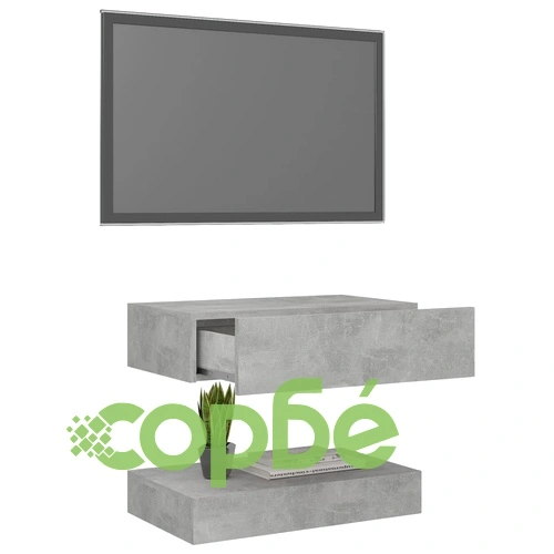 ТВ шкаф с LED осветление, бетонно сив, 60x35 см ➤ топ цена ➤ sorbe.bg