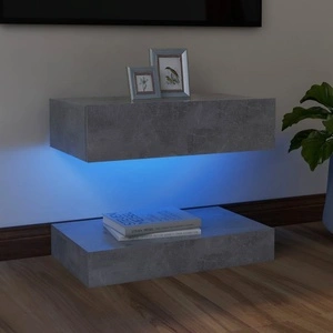 ТВ шкаф с LED осветление, бетонно сив, 60x35 см
