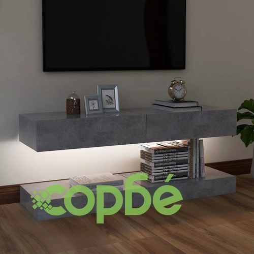 ТВ шкафове с LED осветление, 2 бр, бетонно сив, 60x35 см ➤ топ цена ➤ sorbe.bg