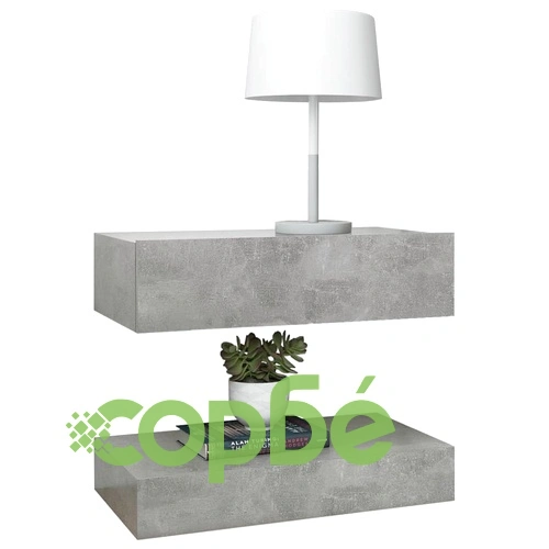 ТВ шкафове с LED осветление, 2 бр, бетонно сив, 60x35 см ➤ топ цена ➤ sorbe.bg