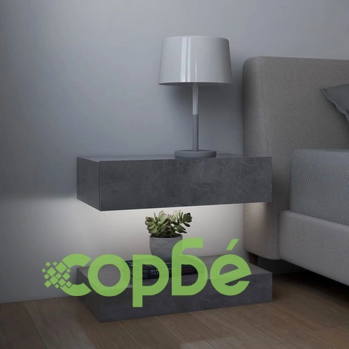 ТВ шкафове с LED осветление, 2 бр, бетонно сив, 60x35 см ➤ топ цена ➤ sorbe.bg