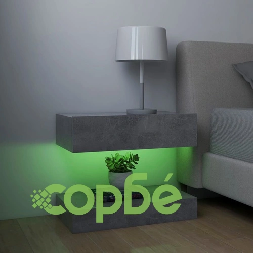 ТВ шкафове с LED осветление, 2 бр, бетонно сив, 60x35 см ➤ топ цена ➤ sorbe.bg