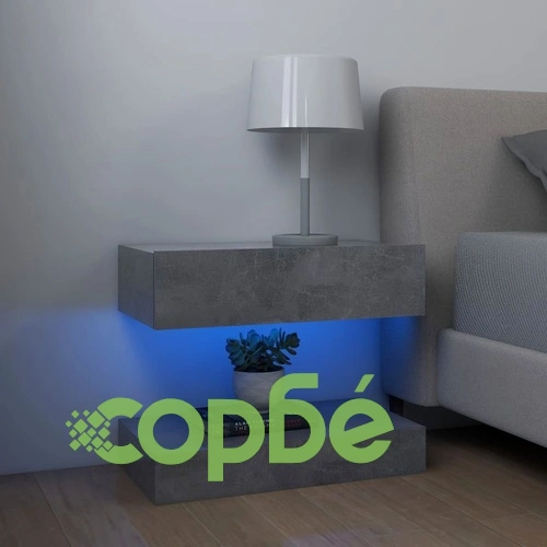 ТВ шкафове с LED осветление, 2 бр, бетонно сив, 60x35 см ➤ топ цена ➤ sorbe.bg
