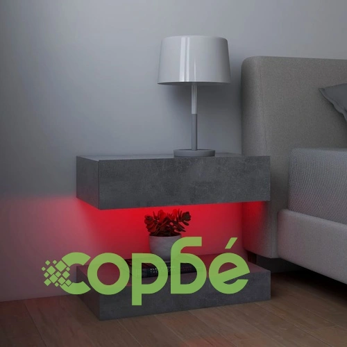 ТВ шкафове с LED осветление, 2 бр, бетонно сив, 60x35 см ➤ топ цена ➤ sorbe.bg