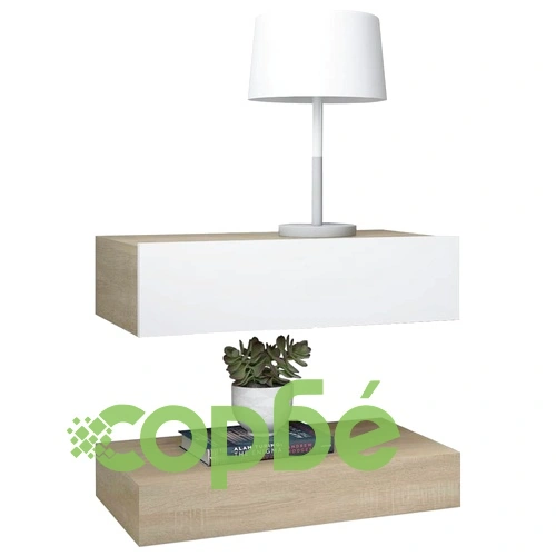 ТВ шкаф с LED осветление, бяло и дъб сонома, 60x35 см на топ цена от sorbe.bg ТВ шкаф с LED осветление, бяло и дъб сонома, 60x35 см ➤ топ цена ➤ sorbe.bg