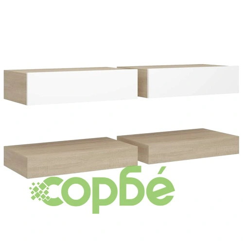 ТВ шкафове с LED осветление, 2 бр, бяло и дъб сонома, 60x35 см ➤ топ цена ➤ sorbe.bg