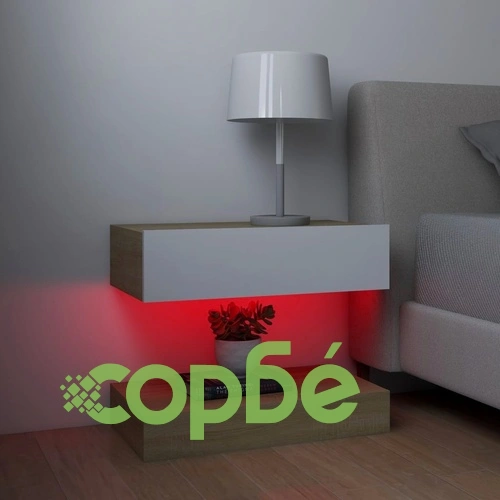 ТВ шкафове с LED осветление, 2 бр, бяло и дъб сонома, 60x35 см ➤ топ цена ➤ sorbe.bg