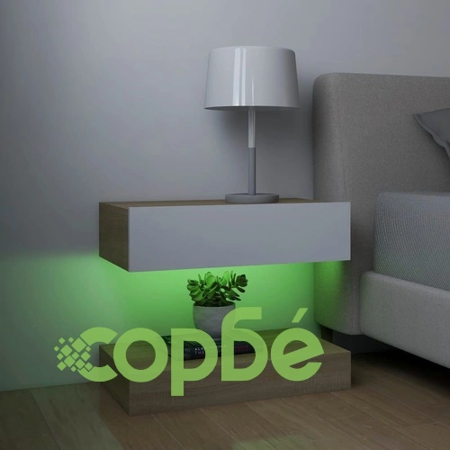 ТВ шкафове с LED осветление, 2 бр, бяло и дъб сонома, 60x35 см ➤ топ цена ➤ sorbe.bg