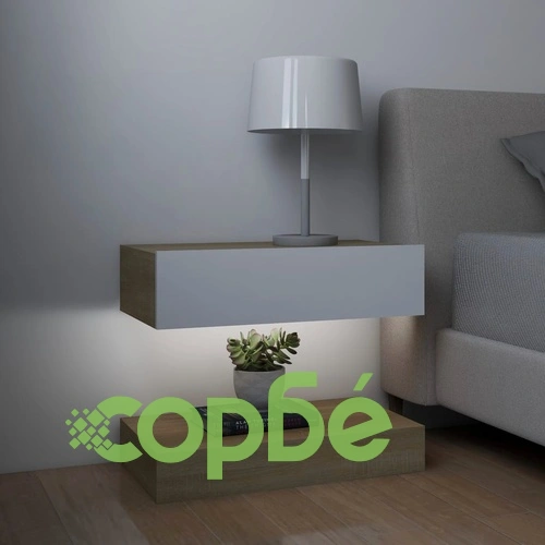 ТВ шкафове с LED осветление, 2 бр, бяло и дъб сонома, 60x35 см ➤ топ цена ➤ sorbe.bg
